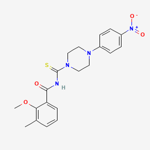 molecular formula C20H22N4O4S B4222357 2-methoxy-3-methyl-N-{[4-(4-nitrophenyl)-1-piperazinyl]carbonothioyl}benzamide 