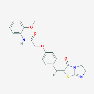 molecular formula C21H19N3O4S B422236 N-(2-methoxyphenyl)-2-{4-[(3-oxo-5,6-dihydroimidazo[2,1-b][1,3]thiazol-2(3H)-ylidene)methyl]phenoxy}acetamide 