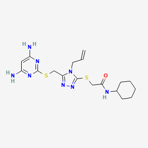 molecular formula C18H26N8OS2 B4222363 2-[(4-allyl-5-{[(4,6-diamino-2-pyrimidinyl)thio]methyl}-4H-1,2,4-triazol-3-yl)thio]-N-cyclohexylacetamide 