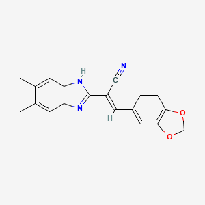 molecular formula C19H15N3O2 B4222405 (2E)-3-(2H-1,3-BENZODIOXOL-5-YL)-2-(5,6-DIMETHYL-1H-1,3-BENZODIAZOL-2-YL)PROP-2-ENENITRILE 