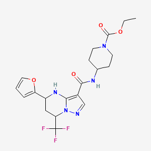 molecular formula C20H24F3N5O4 B4222418 ethyl 4-({[5-(2-furyl)-7-(trifluoromethyl)-4,5,6,7-tetrahydropyrazolo[1,5-a]pyrimidin-3-yl]carbonyl}amino)-1-piperidinecarboxylate 