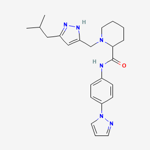 1-[[3-(2-methylpropyl)-1H-pyrazol-5-yl]methyl]-N-(4-pyrazol-1-ylphenyl)piperidine-2-carboxamide