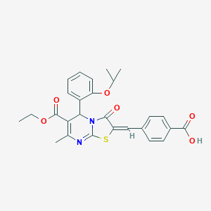 4-[(6-(ethoxycarbonyl)-5-(2-isopropoxyphenyl)-7-methyl-3-oxo-5H-[1,3]thiazolo[3,2-a]pyrimidin-2(3H)-ylidene)methyl]benzoic acid