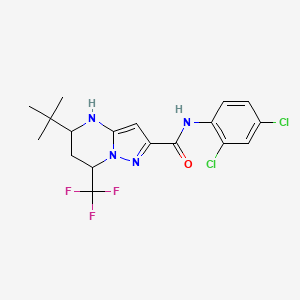 molecular formula C18H19Cl2F3N4O B4222503 5-(TERT-BUTYL)-N~2~-(2,4-DICHLOROPHENYL)-7-(TRIFLUOROMETHYL)-4,5,6,7-TETRAHYDROPYRAZOLO[1,5-A]PYRIMIDINE-2-CARBOXAMIDE 