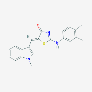 molecular formula C21H19N3OS B422252 2-(3,4-dimethylanilino)-5-[(1-methyl-1H-indol-3-yl)methylene]-1,3-thiazol-4(5H)-one CAS No. 1164483-12-8