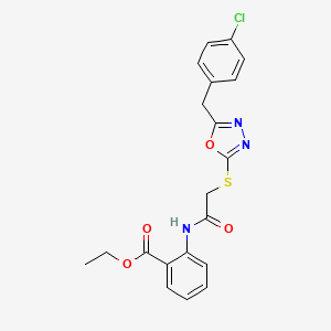 molecular formula C20H18ClN3O4S B4222525 ethyl 2-[({[5-(4-chlorobenzyl)-1,3,4-oxadiazol-2-yl]thio}acetyl)amino]benzoate 