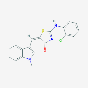 molecular formula C19H14ClN3OS B422253 (5E)-2-(2-chloroanilino)-5-[(1-methylindol-3-yl)methylidene]-1,3-thiazol-4-one 