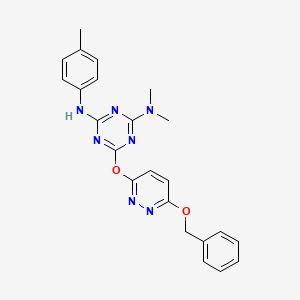 molecular formula C23H23N7O2 B4222537 6-{[6-(Benzyloxy)pyridazin-3-YL]oxy}-N2,N2-dimethyl-N4-(4-methylphenyl)-1,3,5-triazine-2,4-diamine 