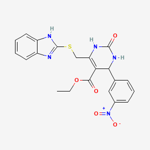 molecular formula C21H19N5O5S B4222545 ETHYL 6-[(1H-1,3-BENZODIAZOL-2-YLSULFANYL)METHYL]-4-(3-NITROPHENYL)-2-OXO-1,2,3,4-TETRAHYDROPYRIMIDINE-5-CARBOXYLATE 