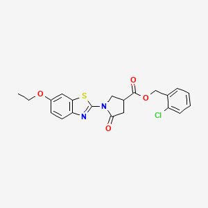 molecular formula C21H19ClN2O4S B4222554 2-chlorobenzyl 1-(6-ethoxy-1,3-benzothiazol-2-yl)-5-oxo-3-pyrrolidinecarboxylate 