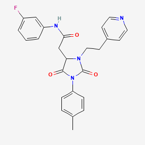 N-(3-fluorophenyl)-2-{1-(4-methylphenyl)-2,5-dioxo-3-[2-(4-pyridinyl)ethyl]-4-imidazolidinyl}acetamide