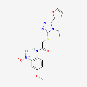 molecular formula C17H17N5O5S B4222622 2-{[4-ethyl-5-(2-furyl)-4H-1,2,4-triazol-3-yl]thio}-N-(4-methoxy-2-nitrophenyl)acetamide 