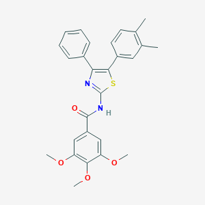 molecular formula C27H26N2O4S B422263 N-[5-(3,4-dimethylphenyl)-4-phenyl-1,3-thiazol-2-yl]-3,4,5-trimethoxybenzamide 
