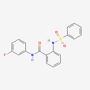 molecular formula C19H15FN2O3S B4222661 N-(3-fluorophenyl)-2-[(phenylsulfonyl)amino]benzamide 