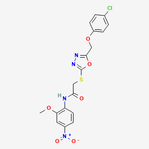 molecular formula C18H15ClN4O6S B4222685 2-({5-[(4-chlorophenoxy)methyl]-1,3,4-oxadiazol-2-yl}thio)-N-(2-methoxy-4-nitrophenyl)acetamide 