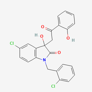 molecular formula C23H17Cl2NO4 B4222696 5-chloro-1-(2-chlorobenzyl)-3-hydroxy-3-[2-(2-hydroxyphenyl)-2-oxoethyl]-1,3-dihydro-2H-indol-2-one 