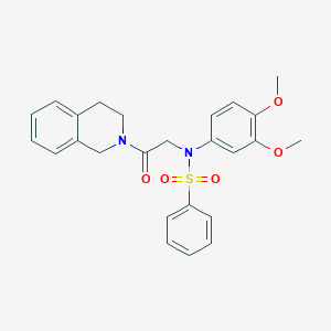molecular formula C25H26N2O5S B422270 N-(2-(3,4-Dihydroisoquinolin-2(1H)-yl)-2-oxoethyl)-N-(3,4-dimethoxyphenyl)benzenesulfonamide 