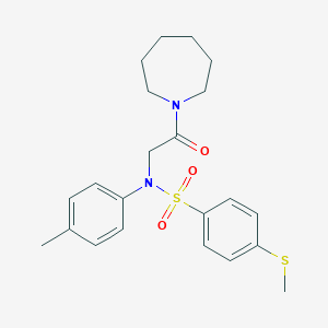 molecular formula C22H28N2O3S2 B422275 N-[2-(azepan-1-yl)-2-oxoethyl]-N-(4-methylphenyl)-4-(methylsulfanyl)benzenesulfonamide CAS No. 398519-84-1
