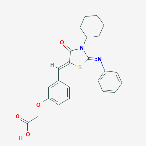 molecular formula C24H24N2O4S B422277 (3-{(Z)-[(2Z)-3-cyclohexyl-4-oxo-2-(phenylimino)-1,3-thiazolidin-5-ylidene]methyl}phenoxy)acetic acid 