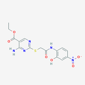 molecular formula C15H15N5O6S B4222775 ethyl 4-amino-2-({2-[(2-hydroxy-4-nitrophenyl)amino]-2-oxoethyl}thio)-5-pyrimidinecarboxylate 