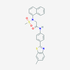 molecular formula C27H23N3O3S2 B422280 N-[4-(6-methyl-1,3-benzothiazol-2-yl)phenyl]-2-[(methylsulfonyl)(1-naphthyl)amino]acetamide 
