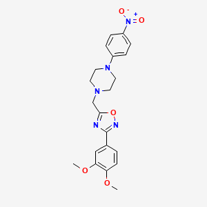 molecular formula C21H23N5O5 B4222808 1-{[3-(3,4-dimethoxyphenyl)-1,2,4-oxadiazol-5-yl]methyl}-4-(4-nitrophenyl)piperazine 