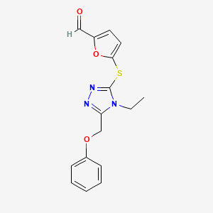 molecular formula C16H15N3O3S B4222811 5-{[4-ethyl-5-(phenoxymethyl)-4H-1,2,4-triazol-3-yl]thio}-2-furaldehyde 