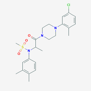 molecular formula C23H30ClN3O3S B4222812 N-{2-[4-(5-chloro-2-methylphenyl)-1-piperazinyl]-1-methyl-2-oxoethyl}-N-(3,4-dimethylphenyl)methanesulfonamide 