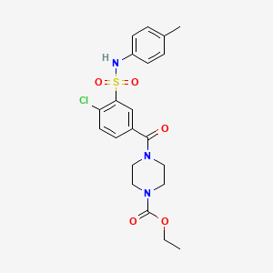 molecular formula C21H24ClN3O5S B4222844 ethyl 4-(4-chloro-3-{[(4-methylphenyl)amino]sulfonyl}benzoyl)-1-piperazinecarboxylate 