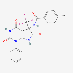 4-methyl-N-[2,4,6-trioxo-1-phenyl-5-(trifluoromethyl)-2,3,4,5,6,7-hexahydro-1H-pyrrolo[2,3-d]pyrimidin-5-yl]benzamide