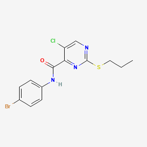 molecular formula C14H13BrClN3OS B4222877 N-(4-bromophenyl)-5-chloro-2-(propylthio)-4-pyrimidinecarboxamide 