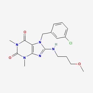 molecular formula C18H22ClN5O3 B4222901 7-[(3-Chlorophenyl)methyl]-8-[(3-methoxypropyl)amino]-1,3-dimethyl-2,3,6,7-tetrahydro-1H-purine-2,6-dione 