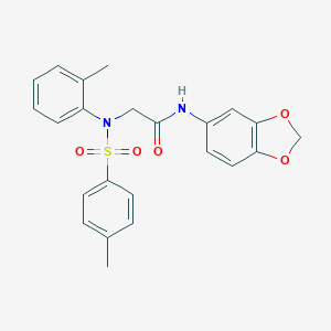 molecular formula C23H22N2O5S B422292 N-(1,3-benzodioxol-5-yl)-2-{2-methyl[(4-methylphenyl)sulfonyl]anilino}acetamide 