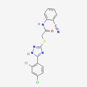 molecular formula C17H11Cl2N5OS B4222928 N-(2-cyanophenyl)-2-{[5-(2,4-dichlorophenyl)-4H-1,2,4-triazol-3-yl]thio}acetamide 