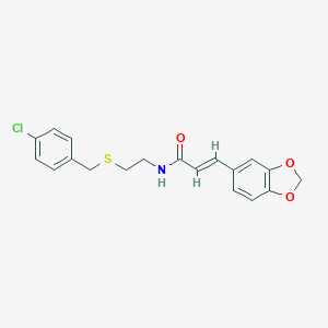 molecular formula C19H18ClNO3S B422293 3-(1,3-benzodioxol-5-yl)-N-{2-[(4-chlorobenzyl)sulfanyl]ethyl}acrylamide 