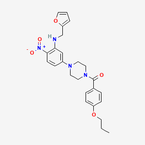 molecular formula C25H28N4O5 B4222933 (2-furylmethyl){2-nitro-5-[4-(4-propoxybenzoyl)-1-piperazinyl]phenyl}amine 