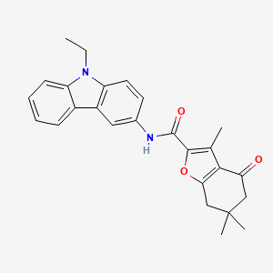 molecular formula C26H26N2O3 B4222939 N-(9-ethyl-9H-carbazol-3-yl)-3,6,6-trimethyl-4-oxo-4,5,6,7-tetrahydro-1-benzofuran-2-carboxamide 