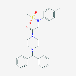 molecular formula C27H31N3O3S B422296 N-[2-(4-benzhydrylpiperazin-1-yl)-2-oxoethyl]-N-(4-methylphenyl)methanesulfonamide 