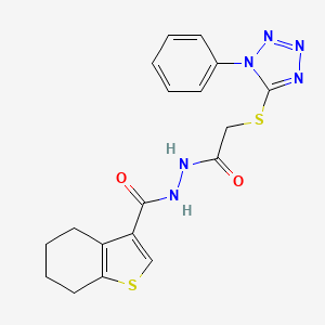 molecular formula C18H18N6O2S2 B4223002 N'-{2-[(1-phenyl-1H-tetrazol-5-yl)thio]acetyl}-4,5,6,7-tetrahydro-1-benzothiophene-3-carbohydrazide 