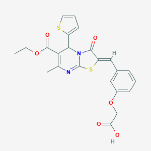 molecular formula C23H20N2O6S2 B422303 2-[3-[(Z)-(6-ethoxycarbonyl-7-methyl-3-oxo-5-thiophen-2-yl-5H-[1,3]thiazolo[3,2-a]pyrimidin-2-ylidene)methyl]phenoxy]acetic acid 