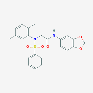 molecular formula C23H22N2O5S B422307 N-(1,3-benzodioxol-5-yl)-2-[2,5-dimethyl(phenylsulfonyl)anilino]acetamide 