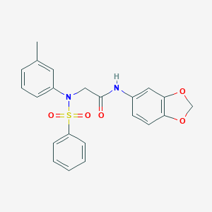 molecular formula C22H20N2O5S B422310 N-(1,3-benzodioxol-5-yl)-2-[3-methyl(phenylsulfonyl)anilino]acetamide 