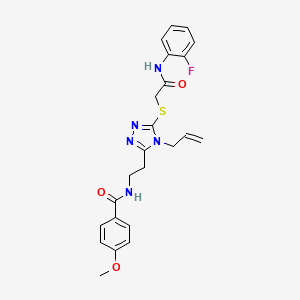 molecular formula C23H24FN5O3S B4223129 N-{2-[4-allyl-5-({2-[(2-fluorophenyl)amino]-2-oxoethyl}thio)-4H-1,2,4-triazol-3-yl]ethyl}-4-methoxybenzamide 