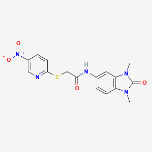 molecular formula C16H15N5O4S B4223155 N-(1,3-dimethyl-2-oxo-2,3-dihydro-1H-benzimidazol-5-yl)-2-[(5-nitro-2-pyridinyl)thio]acetamide 