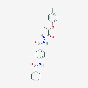 molecular formula C24H29N3O4 B4223166 N-[4-({2-[2-(4-methylphenoxy)propanoyl]hydrazino}carbonyl)phenyl]cyclohexanecarboxamide 