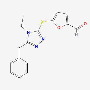 5-[(5-benzyl-4-ethyl-4H-1,2,4-triazol-3-yl)thio]-2-furaldehyde