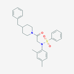 molecular formula C28H32N2O3S B422320 N-[2-(4-benzyl-1-piperidinyl)-2-oxoethyl]-N-(2,4-dimethylphenyl)benzenesulfonamide 