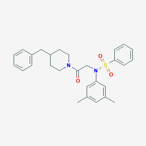 molecular formula C28H32N2O3S B422321 N-[2-(4-benzylpiperidin-1-yl)-2-oxoethyl]-N-(3,5-dimethylphenyl)benzenesulfonamide 