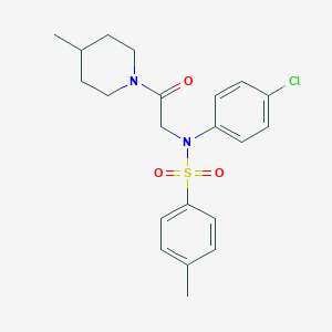 molecular formula C21H25ClN2O3S B422323 N-(4-chlorophenyl)-4-methyl-N-[2-(4-methyl-1-piperidinyl)-2-oxoethyl]benzenesulfonamide 