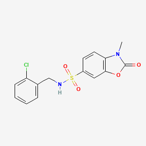 molecular formula C15H13ClN2O4S B4223282 N-(2-chlorobenzyl)-3-methyl-2-oxo-2,3-dihydro-1,3-benzoxazole-6-sulfonamide 